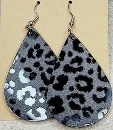 Smoke-Black Leopard Dangle Earrings