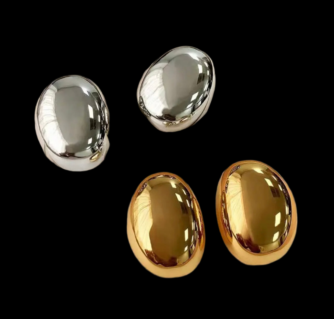 Large Oval Stud Earrings