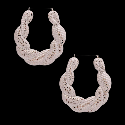 Silver Twisted Rope Hoops