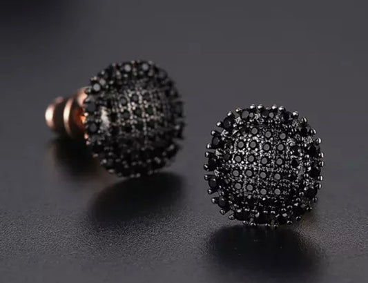 Black-Flat Stud Earrings