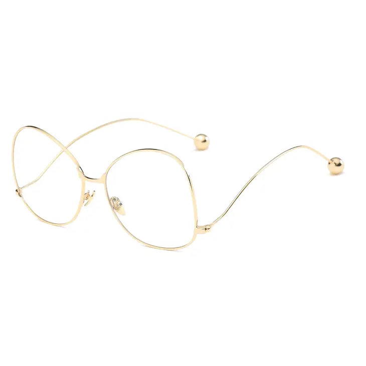 Oversized Gold Wire Blue Light Blocker Glasses