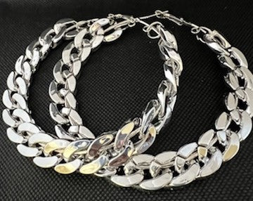 Silver Chain Link Hoops