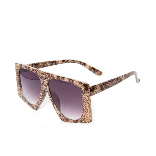 Snake Skin Print Oversized Sunglasses