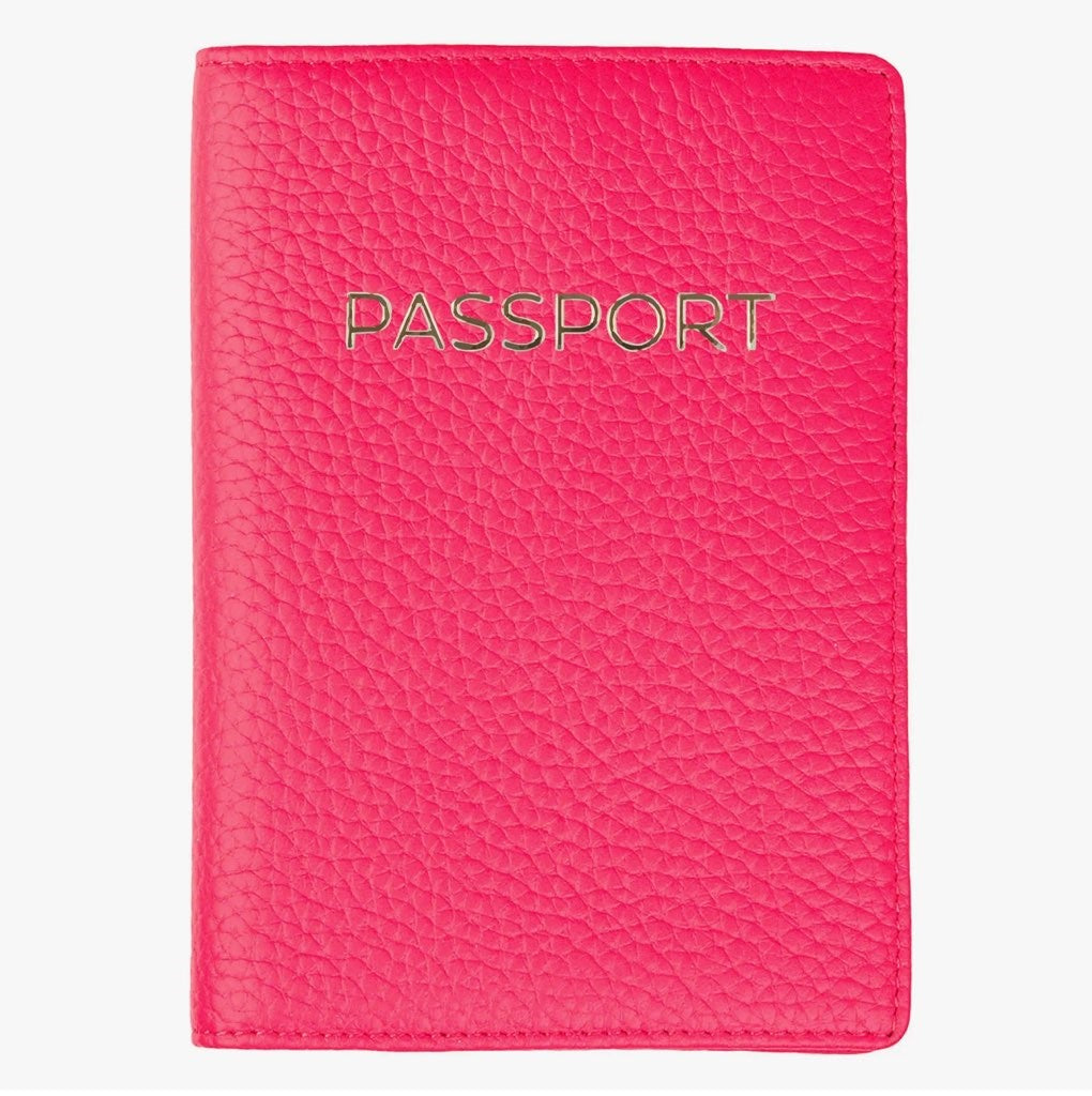 "Tommy" Leather Passport Cover (Strawberry)