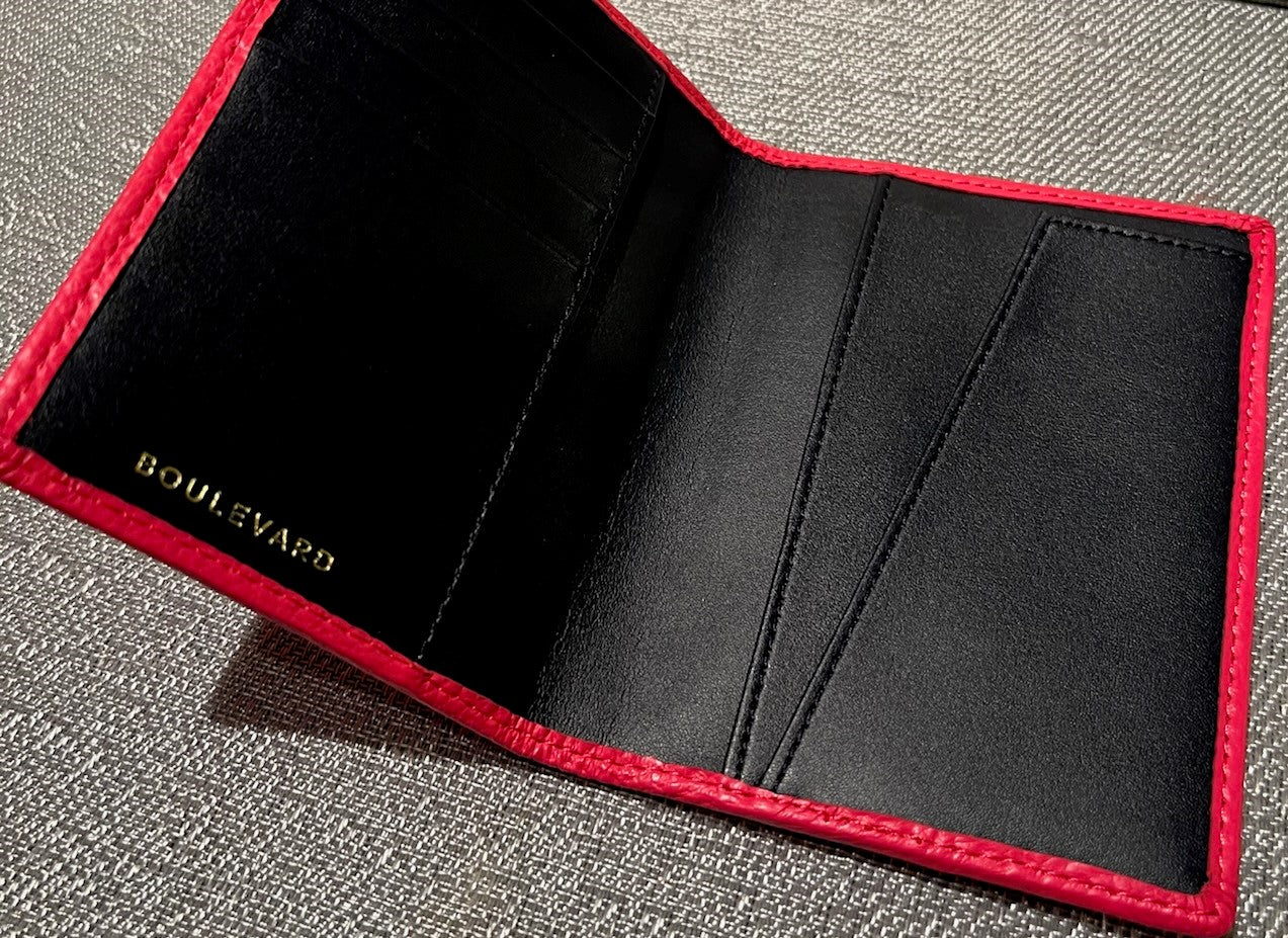 "Tommy" Leather Passport Cover (Strawberry)