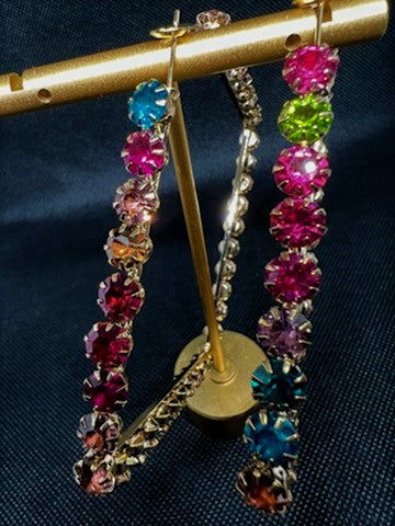 Colorful Crystal Square Hoop Earrings
